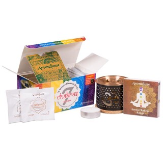 Aromafume Set Chakra Weihrauchbl&ouml;ckchen mit OM Duftbrenner