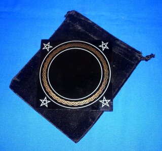 Schwarzer Spiegel mit Beutel 10 x 10cm