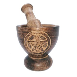 Holz M&ouml;rser Pentagramm