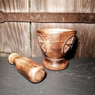 Holz M&ouml;rser Pentagramm