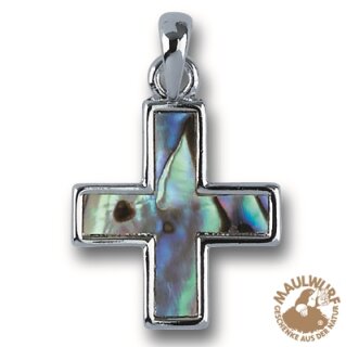 Anh&auml;nger &quot;Kreuz gleichschenklig&quot;, Paua-Muschel mit Kette