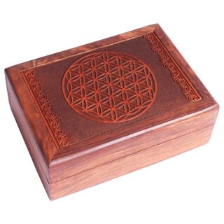 Tarotbox Blume des Lebens aus Holz