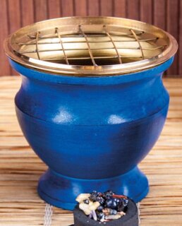 R&auml;uchergef&auml;&szlig; blau emailliert