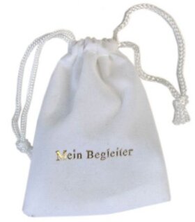 Samtbeutel &quot;Mein Begleiter&quot; wei&szlig; 7 x 9 cm