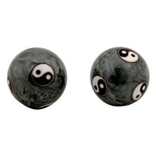 QiGong Kugeln grau mit Yin Yang, 40 mm