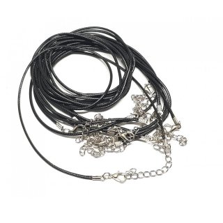 Halsband (Wachsband) schwarz mit Verl&auml;ngerungskette