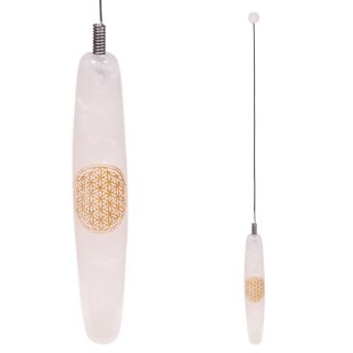 Einhandrute Rosenquarz Blume des Lebens gold