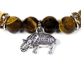 Armband Tigerauge/Rutilquarz mit Elefant
