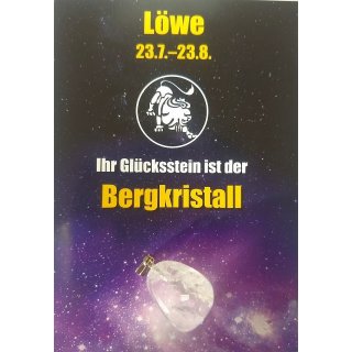 Sternzeichenkarte Löwe mit Anhänger Bergkristall