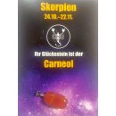 Sternzeichenkarte Skorpion mit Anhänger Carneol