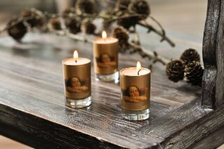 Kerze in Glas gold Engelmotiv 5cm