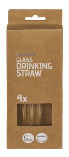 4 Glas Trinkhalme mit Sp&uuml;lb&uuml;rste