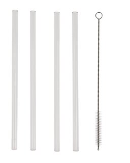 4 Glas Trinkhalme mit Sp&uuml;lb&uuml;rste