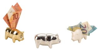 Geldschwein Porzellan gold silber natur