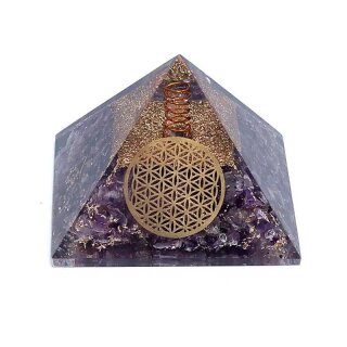 Orgonit Pyramide Amethyst Blume des Lebens