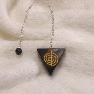 Black Agate Cube Pendulum with OM