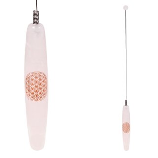 Einhandrute Rosenquarz Blume des Lebens kupfer