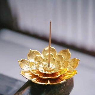 Lotus R&auml;ucherst&auml;bchen Halter goldfarben gro&szlig;