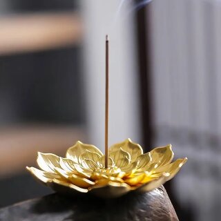 Lotus R&auml;ucherst&auml;bchen Halter goldfarben gro&szlig;