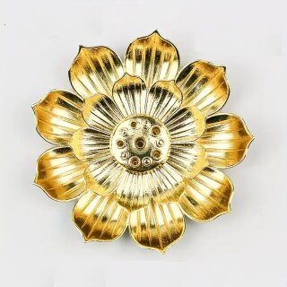 Lotus R&auml;ucherst&auml;bchen Halter goldfarben klein