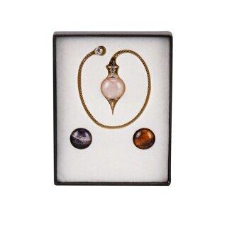 Kugelpendel Set Amethyst Rosenquarz Tigerauge