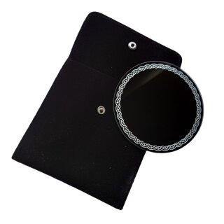 Schwarzer Spiegel rund 10cm mit Tasche
