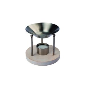 Duftlampe wei&szlig;es Holz in silbernem antique-finish