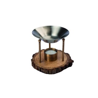 Duftlampe Holzscheibe in bronziertem antique-finish