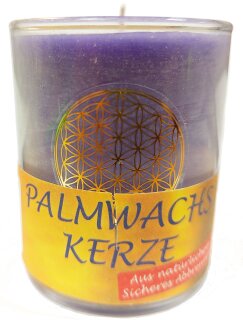 Kerze im Glas violett Lebensblume