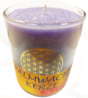Kerze im Glas violett Lebensblume