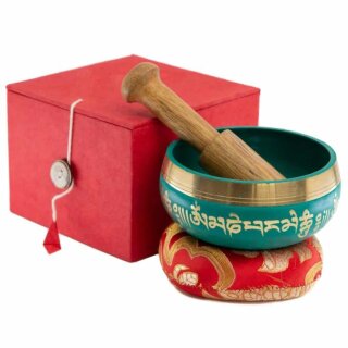 Tibetisches Klangschalen Set 10 cm gr&uuml;n
