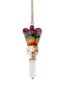 Clear Quartz Pendulum with Chakra Beads
