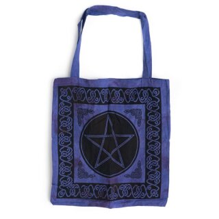 Baumwolltasche Pentagramm blau