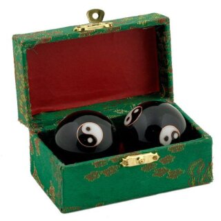 QiGong Kugeln schwarz mit Yin Yang, 40 mm