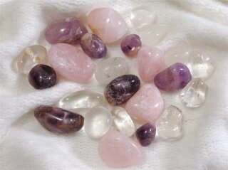 Wassersteine Set Amethyst Bergkristall Rosenquarz 200 g