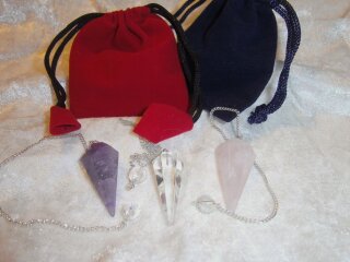 Pendulum-Set Amethyst, Clear Quartz, Rose Quartz