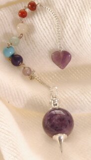 Amethyst Ball Pendulum with Chakra-Chain