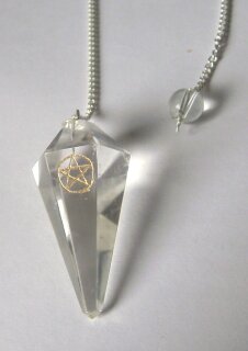 Clear Quartz Pendulum with Pentagram