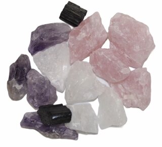 Wassersteine Set Amethyst Bergkristall Rosenquarz Turmalin 200 g