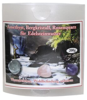 Wassersteine Set Amethyst Bergkristall Rosenquarz Turmalin 200 g