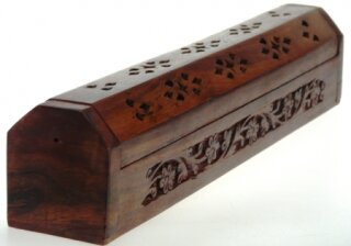 R&auml;ucherst&auml;bchen Halter / Dose Holz-Box Blumen