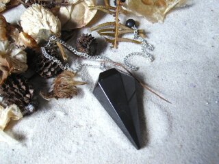 Black Agate Pendulum faceted