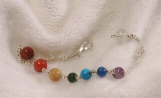 Pendelkette Chakra silberfarben Karabiner Kristallperle