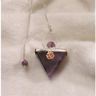 Amethyst triangle Pendulum with OM