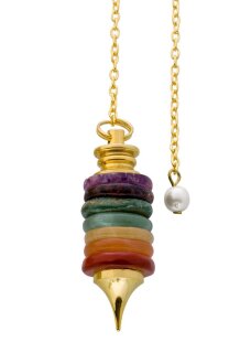 Brass Pendulum golden plated with Chakra Donuts