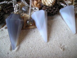 Grey Agate Pendulum faceted