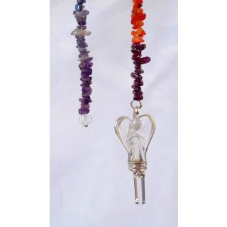 Clear Quartz Angel Pendulum with Chakra-Chain