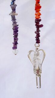 Clear Quartz Angel Pendulum with Chakra-Chain