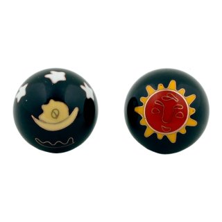 QiGong Kugeln schwarz Sonne und Mond, 35 mm