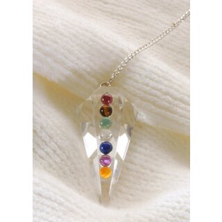 Bergkristall Pendel mit Chakra-Perlen